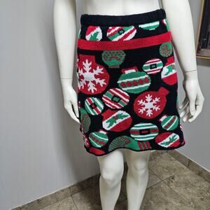 Womens Christmas Knitted Skirt Elastic Waist Planet Gold Size Medium